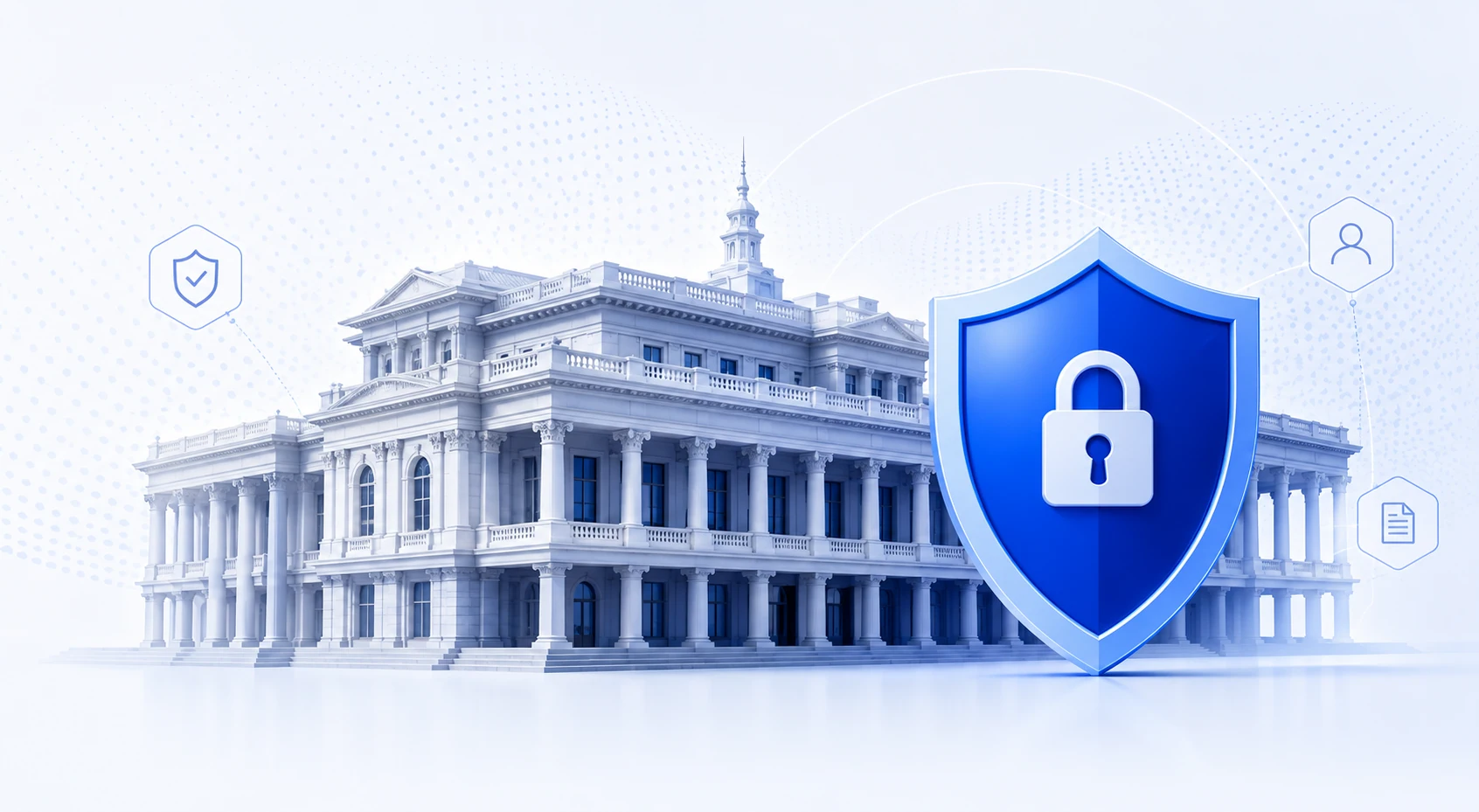 Government building protected by a security shield